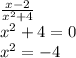 \frac{x-2}{ x^{2} +4} \\ x^{2} +4=0 \\ x^{2} =-4