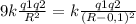 9k \frac{q1q2}{R ^{2} }=k \frac{q1q2}{(R-0,1) ^{2} }