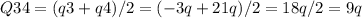 Q34=(q3+q4)/2=(-3q+21q)/2=18q/2=9q