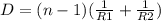 D=(n-1)( \frac{1}{R1} + \frac{1}{R2} )