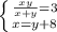 \left \{ {{ \frac{xy}{ x+y} = 3} \atop {x=y+8}} \right.