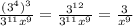 \frac{(3^4)^3}{3^{11}x^9} = \frac{3^{12}}{3^{11}x^9} = \frac{3}{x^9}