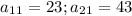 a_1_1=23;a_2_1=43