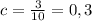 c= \frac{3}{10} =0,3