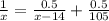 \frac1x=\frac{0.5}{x-14}+\frac{0.5}{105}