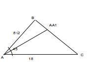 Втреугольнике abc стороны ab = 8 корень из двух ac = 18 и угол bac = 45. вычислите медиану аа1
