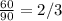 \frac{60}{90}=2/3