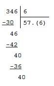 Как ришить пример 346: 6 столбиком с остатком