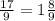 \frac{17}{9}=1 \frac{8}{9}