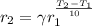 r_2 = \gamma r_1^ \frac{T_2-T_1}{10}