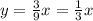 y= \frac{3}{9}x= \frac{1}{3}x