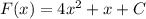 F(x)=4x^2+x+C