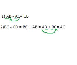 Дан паралелограмм abcd.найдите разность векторов: 1)вектор ав - вектор ас 2)вектор вс - вектор сd