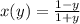 x(y)=\frac{1-y}{1+y}