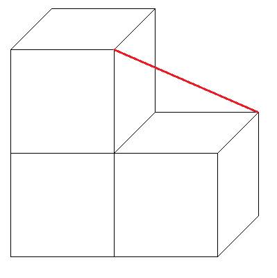 Имеется три одинаковых кубика и линейка. как без всяких вычислений измерить большую диагональ кубика