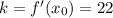 k=f'(x_0)=22