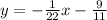 y=-\frac{1}{22}x-\frac{9}{11}