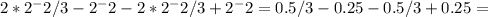 2*2^-2/3-2^-2 - 2*2^-2/3+2^-2 = 0.5/3-0.25 - 0.5/3+0.25 =