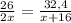 \frac{26}{2x} = \frac{32,4}{x+16}