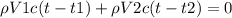 \rho V1c(t-t1)+\rho V2c(t-t2)=0