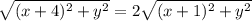 \sqrt{(x+4)^2+y^2} =2 \sqrt{(x+1)^2+y^2}