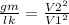 \frac{gm}{lk}= \frac{ V2^{2} }{V1^{2}}