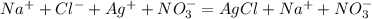 Na^+ + Cl^- + Ag^+ + NO_3^- = AgCl + Na^+ + NO_3^-