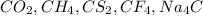 CO_2, CH_4, CS_2, CF_4, Na_4C