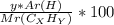 \frac{y*Ar(H)}{Mr(C_XH_Y)} *100%