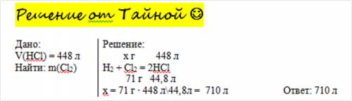 Вычислите массу хлора, необходимого для вычислите массу хлора, необходимого для получения 448 л газо