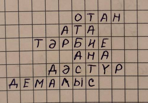 Кроссворд по казахскому языку на тему семья 5 вопросов 5 ответов.