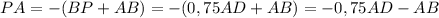 PA=-(BP+AB)=-(0,75AD+AB)=-0,75AD-AB