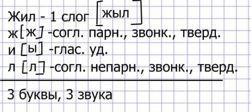 Сделать звукобуквенный разбор слова жил