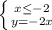 \left \{ {{x\leq -2} \atop {y=-2x}} \right.