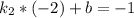 k_{2}*(-2)+b=-1