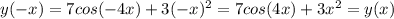 y(-x)=7cos(-4x)+3(-x)^{2}=7cos(4x)+3x^{2}=y(x)