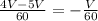 \frac{4V-5V}{60} = -\frac{V}{60}