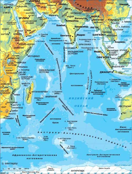 Крупные острова и архипелаги омываемые индийским океаном