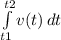 \int\limits^{t2}_{t1} {v(t)} \, dt