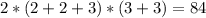 2*(2+2+3)*(3+3)=84