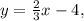 y= \frac{2}{3}x-4,