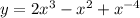 y = 2 {x}^{3} - {x}^{2} + {x}^{ - 4}