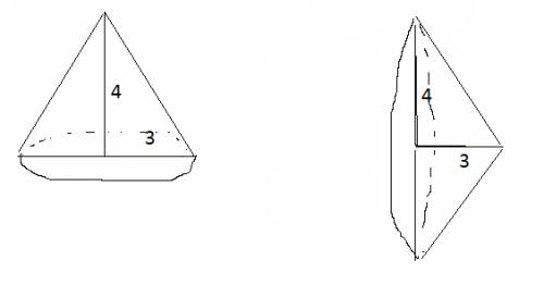 Дан треугольник с катитами 3,4 см, найти площадь sполное, и v конуса, образовавший вращение данного