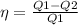 \eta= \frac{Q1-Q2}{Q1}