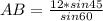 AB = \frac{12 * sin 45}{sin 60}