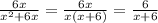 \frac{6x}{x^2+6x}=\frac{6x}{x(x+6)}=\frac{6}{x+6}