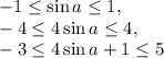 -1 \leq \sin a \leq 1, \\&#10;-4 \leq 4\sin a \leq 4, \\ &#10;-3 \leq 4\sin a +1 \leq 5