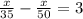 \frac{x}{35} - \frac{x}{50} =3