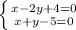 \left \{ {{x-2y+4=0} \atop {x+y-5=0}} \right.