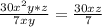 \frac{30 x^{2} y*z}{7xy}= \frac{30xz}{7}